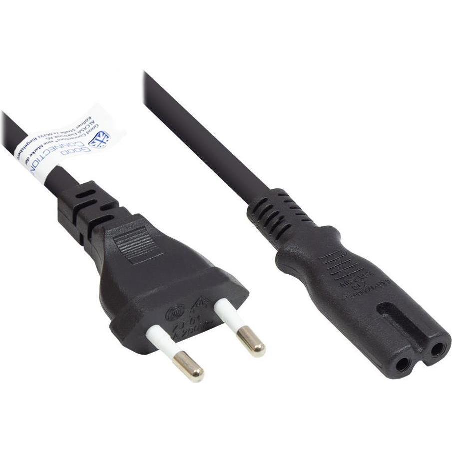 Good Connections Euro-Netzkabel Euro-Stecker Typ C (gerade) an C7/Euro 8 Buchse (gerade), schwarz, 0,75 mm², 0,5 m,  (0....