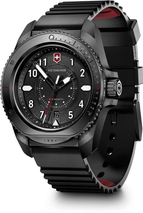 Image du produit Victorinox Journey 1884, Montres de plongée, Montres Homme, 43 cm, Cadran noir, Bracelet noir, caoutchouc (Montre de plongée, 43 mm)