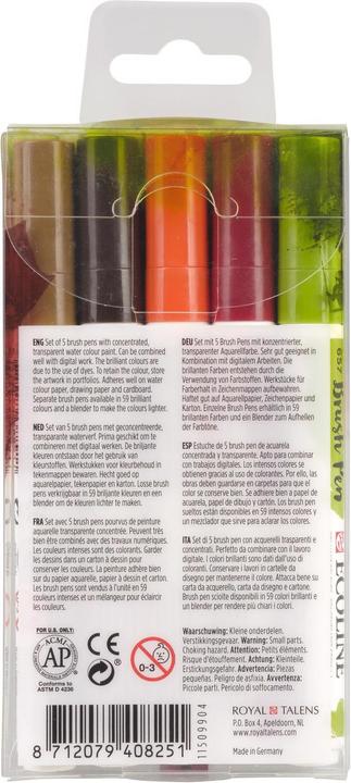Image du produit Talens Set de stylos pinceaux Ecoline (Multicolore, 5 x)