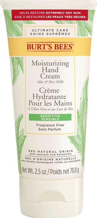Burt's Bees Feuchtigkeitsspendende Creme für sehr trockene Hände und empfindliche Haut mit Aloe und Reismilch