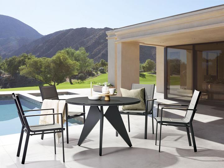 Produktbild Beliani Gartenmöbel Set Aluminium schwarz / grau 4-Sitzer OLMETTO/BUSSETO