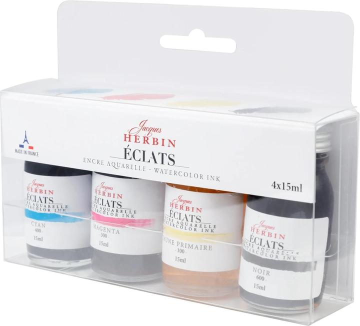 Actual product image Jacques Herbin Set mit 4 Tinten Éclats à 15ml - (Black, Blue, Red, Yellow, 4 pcs.)