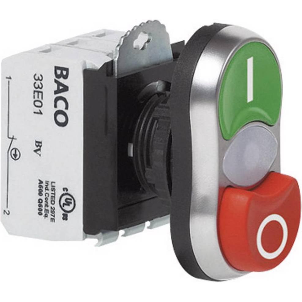 Baco Doppeldrucktaster Leucht hoch 600 V 10 A, Taster + Schalter, Grün, Rot