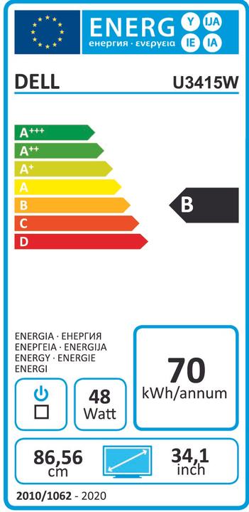 Energie-Label Dell U3415w (3440 x 1440 Pixel, 34")