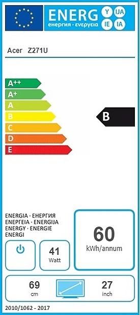 Energie-Label Acer Predator Z271U (2560 x 1440 Pixel, 27.01")