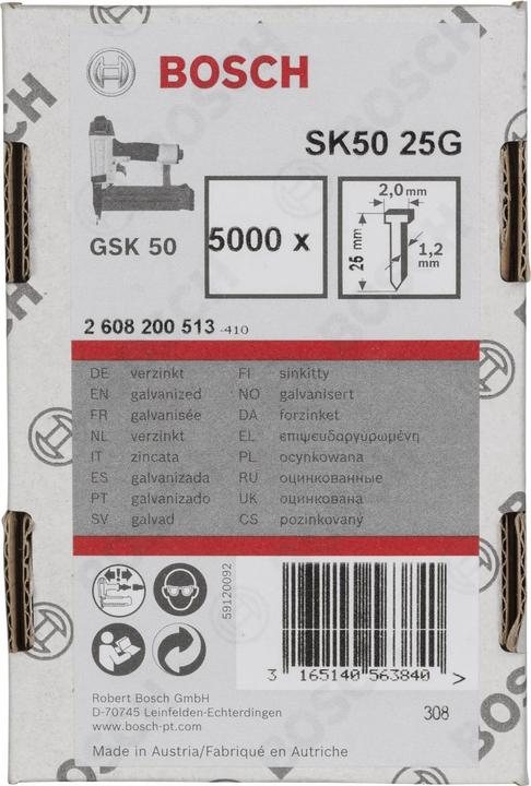 Produktbild Bosch Professional Zubehör Senkkopf-Stift SK50 25G, 1,2 mm, 25 mm, verzinkt