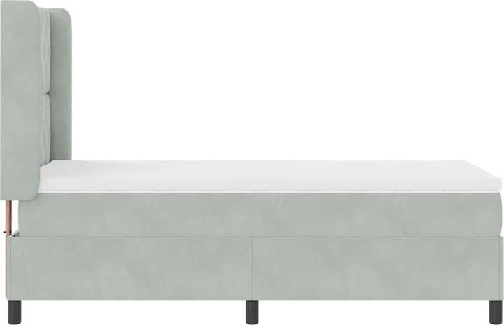 Produktbild vidaXL Boxspringbett Mit Matratze & Led Samt Hellgrau (100 x 200 cm)