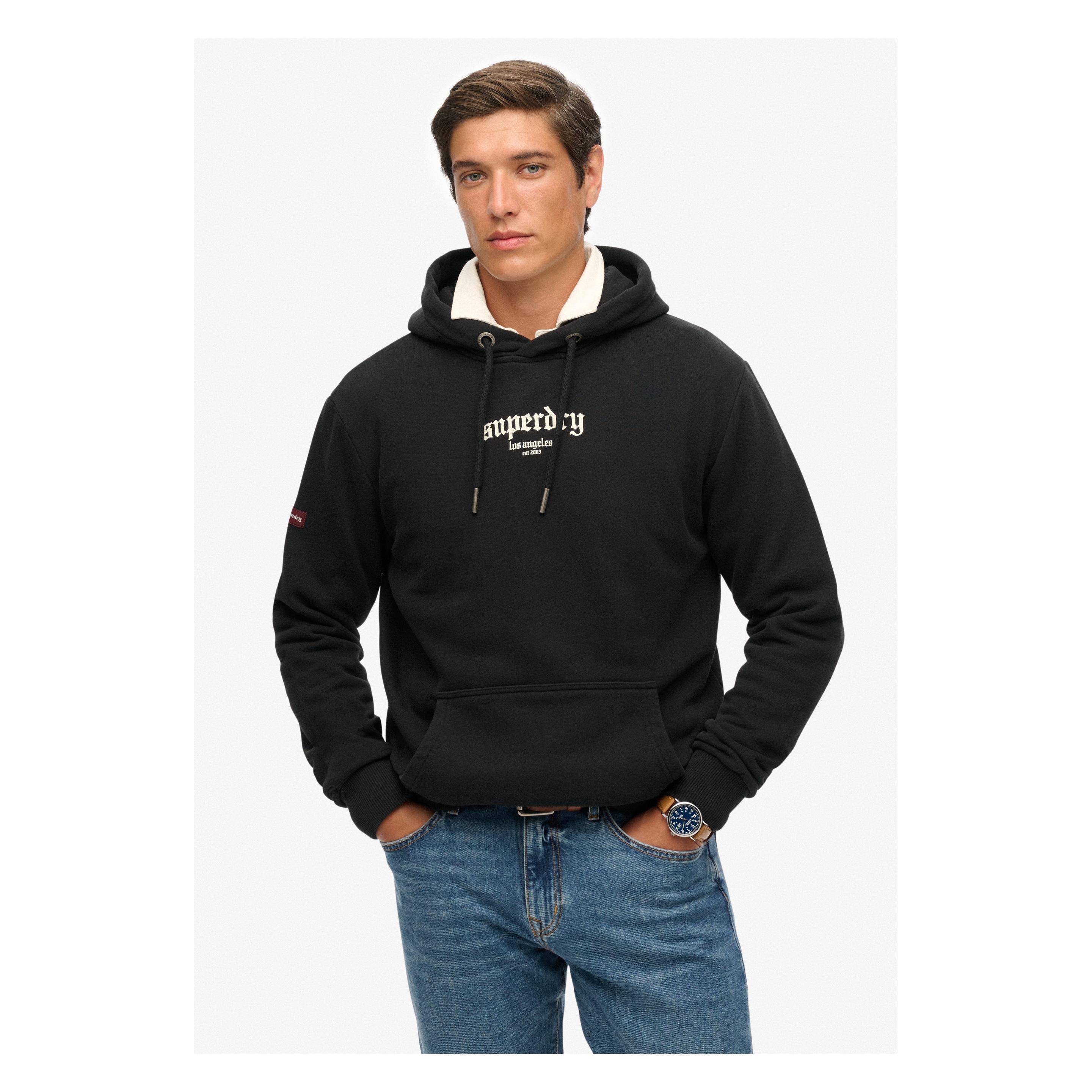 Superdry, Herren, Pullover, Lockere Tattoo Flash Kapuzenjacke, Schwarz, (Xl)