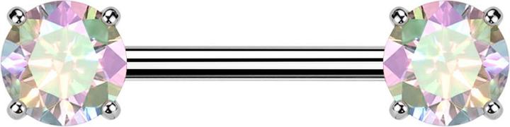 Actual product image Star Piercing Barbell Threadless silver set with two multicolour crystals (without brass, Titanium)