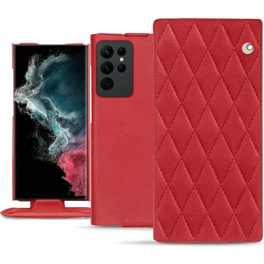Noreve Lederschutzhülle vertikal (Samsung Galaxy S22 Ultra), Smartphone Hülle, Rot