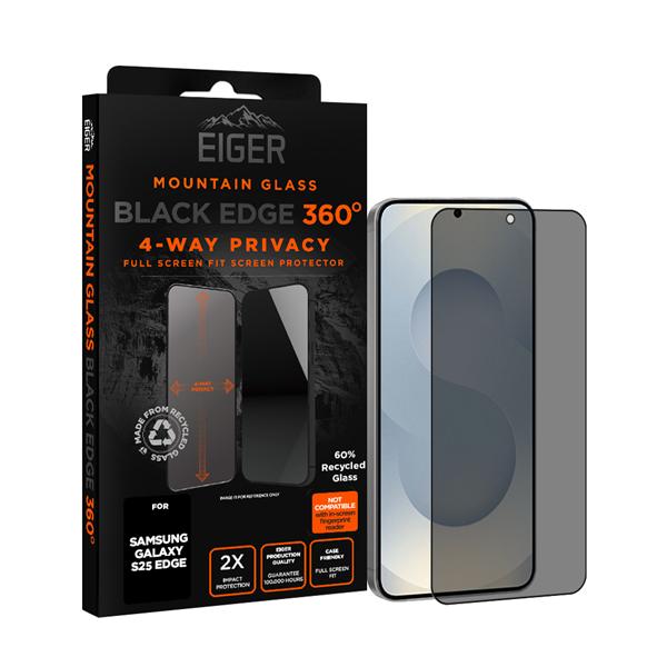 4-Wege Privacy Sichtschutz-Glas Full Screen Fit Mountain Glass Black Edge 360