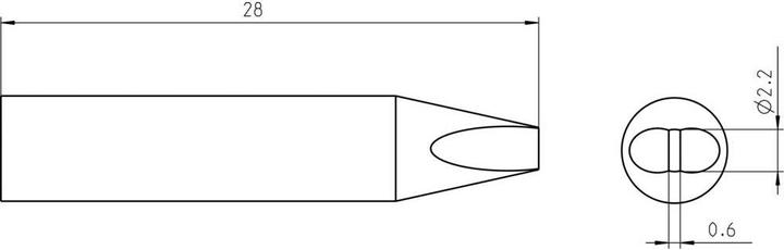 Actual product image Weller Erem RT Ultra soldering tip, chisel 2.2mm×0.6mm, MIL SPEC (Soldering tip)