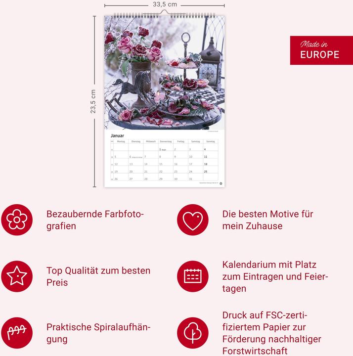 Produktbild Rosenpracht Kalender 2026 (23,5x33,5cm)