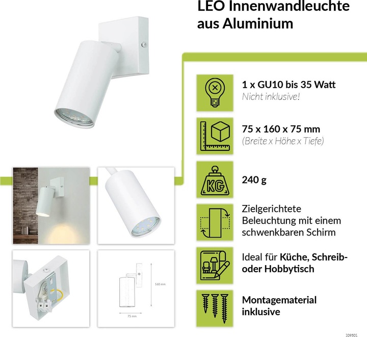Image du produit Licht-Erlebnisse Spot projecteur Leo (GU10)