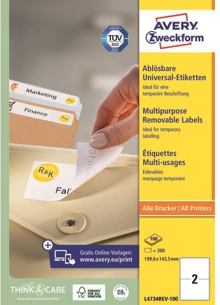 Produktbild Avery Universal-Etiketten, ablösbar