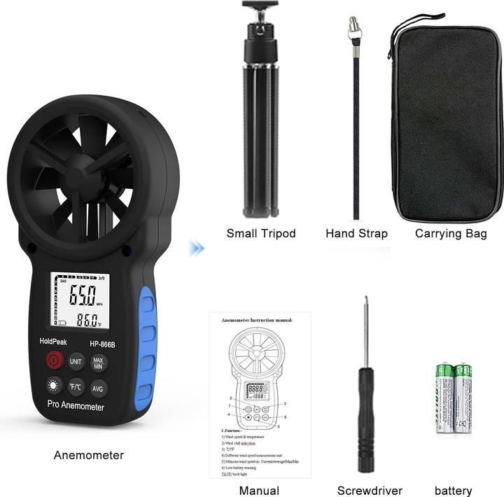 Actual product image Holdpeak Digitales Anemometer Windmessgerät