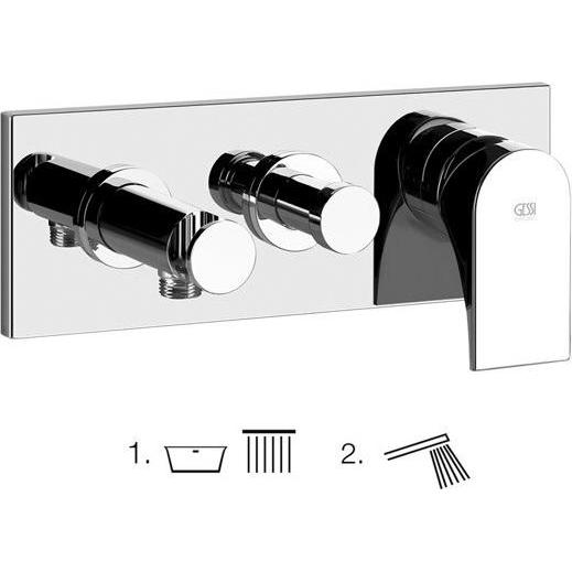 Gessi, Badarmatur, Emporio Via Solferino Fertigmontageset für Wanne-Einhebelmischer, 2-Wege Umstellung, direktem
