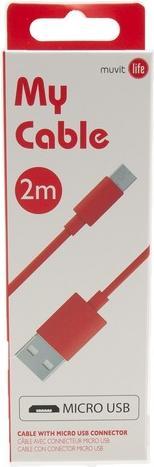 Energie-Label Muvit My Cable Micro USB 2m Rouge (2 m, USB 3.2 Gen 1)