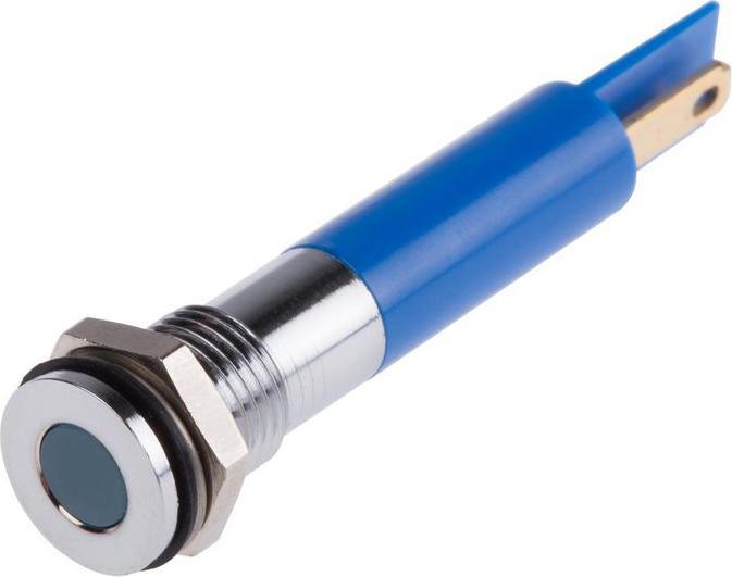 Produktbild RS PRO 8mm flush satin chrome LED, blue 12Vdc