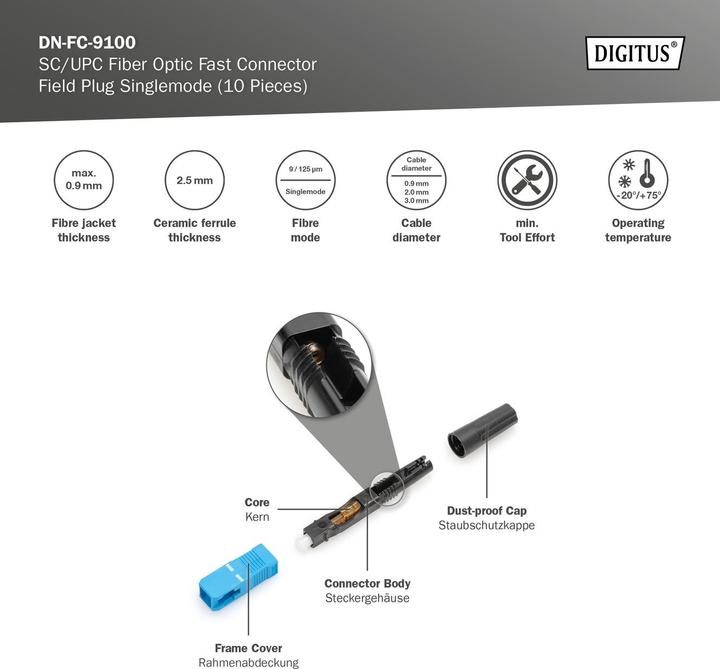 Produktbild Digitus LWL Feldstecker SC/UPC 10Stk Fast Connector