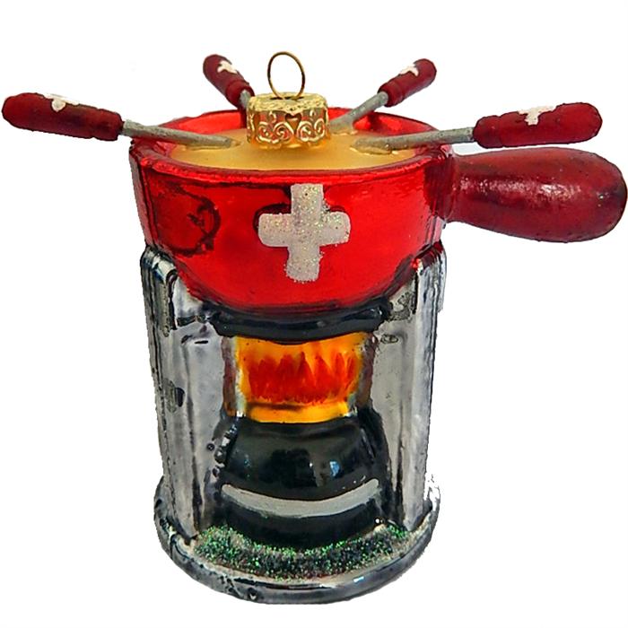 Ornamente Glas Ornament Schweizer Fondue Set, 7 x 8.5cm (1 -teilig)