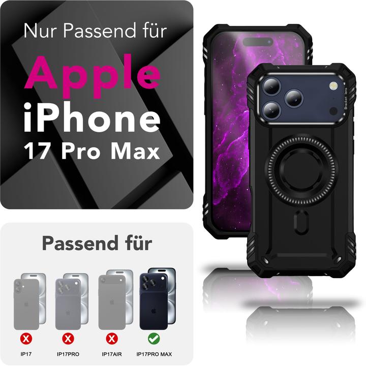 Actual product image Nalia MagSafe Cover "Granite" - Panzer Schutz Hülle Stossfest mit Kickstand - Military Outdoor Case (Apple iPhone 17 Pro Max)
