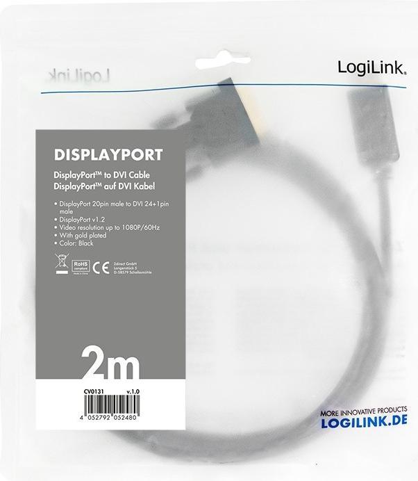 Actual product image LogiLink DisplayPort — DVI (2 m, DisplayPort, 1.2)