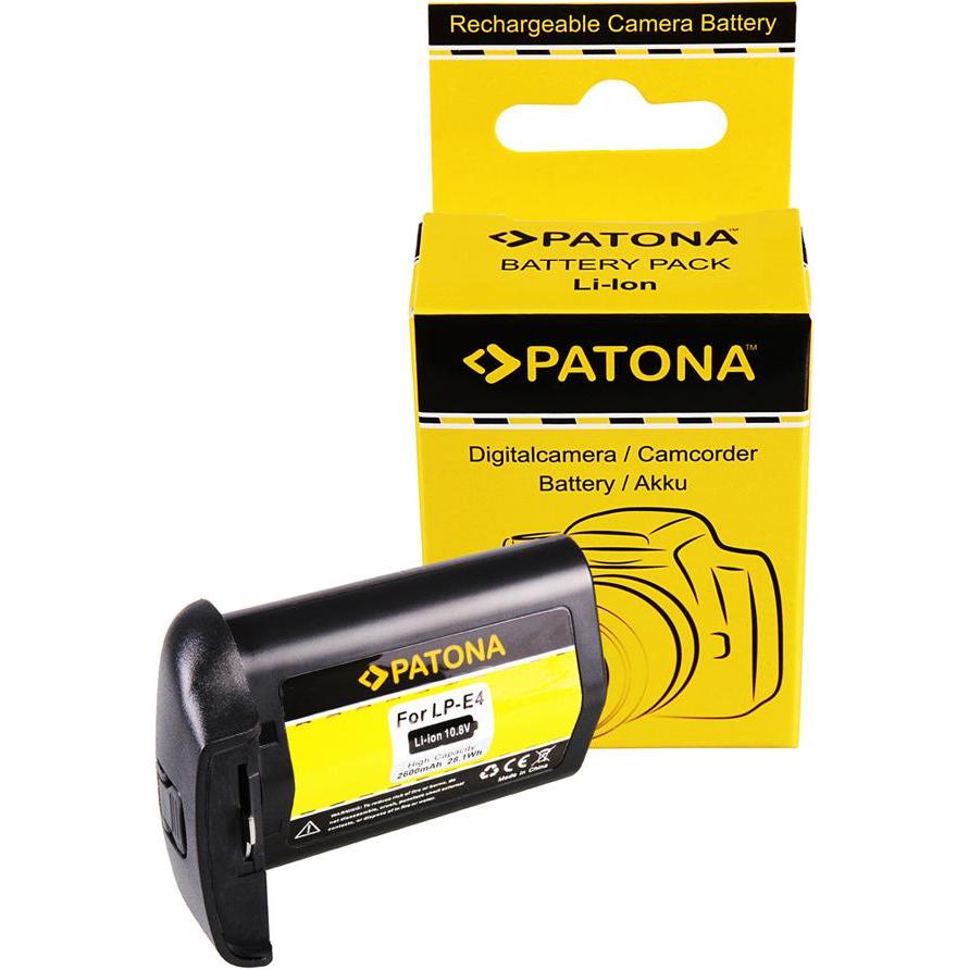 Patona Batteria f. Canon LP-E4 LPE4 CANON EOS 1D Mark III, EOS 1Ds (Batteria della fotocamera), Alimentatore fotocamera, Nero