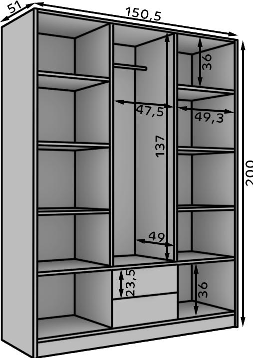 Actual product image ADRK Furniture Neri (150.5 x 51 x 200 cm)