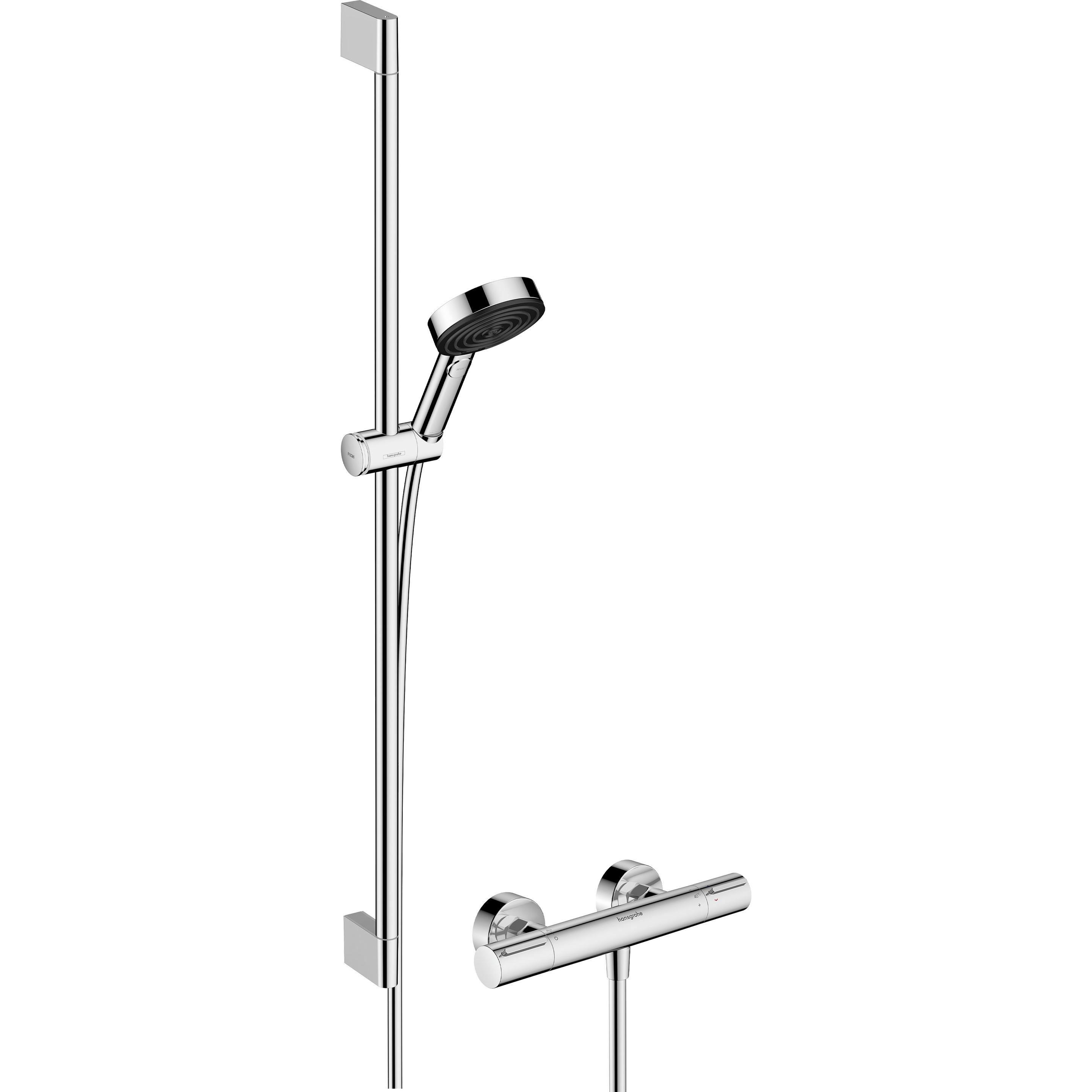 hansgrohe, Duschsystem, Pulsify Select S Brauseset 105, 3jet Relaxation, Ecostat Element, EcoSmart, Brausestange 9