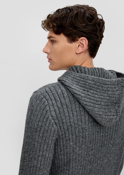 Produktbild s.Oliver Strickpullover Strick-Hoodie mit Rippstruktur (L, XL)