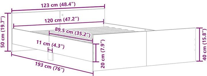 Produktbild vidaXL Bettgestell (120 x 190 cm)