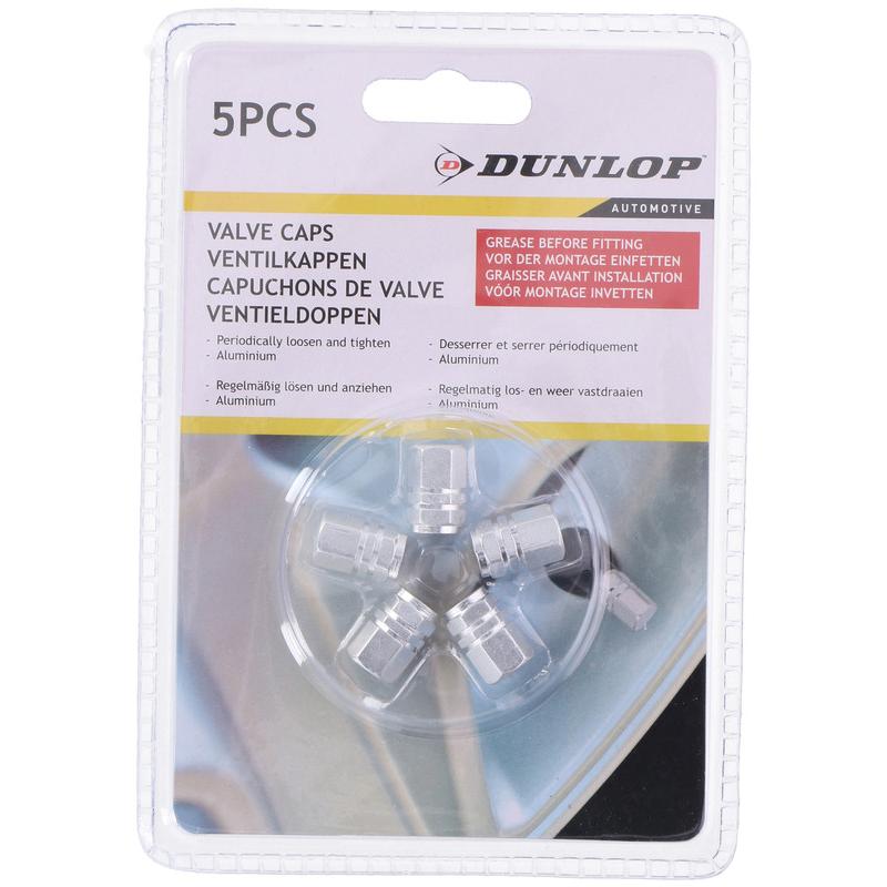 Dunlop, Motorrad Zubehör, Valve caps 5pcs silver ALU