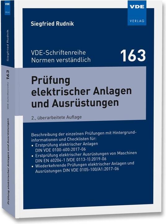 Actual product image Prüfung elektrischer Anlagen und Ausrüstungen (German, Siegfried Rudnik, 2022)