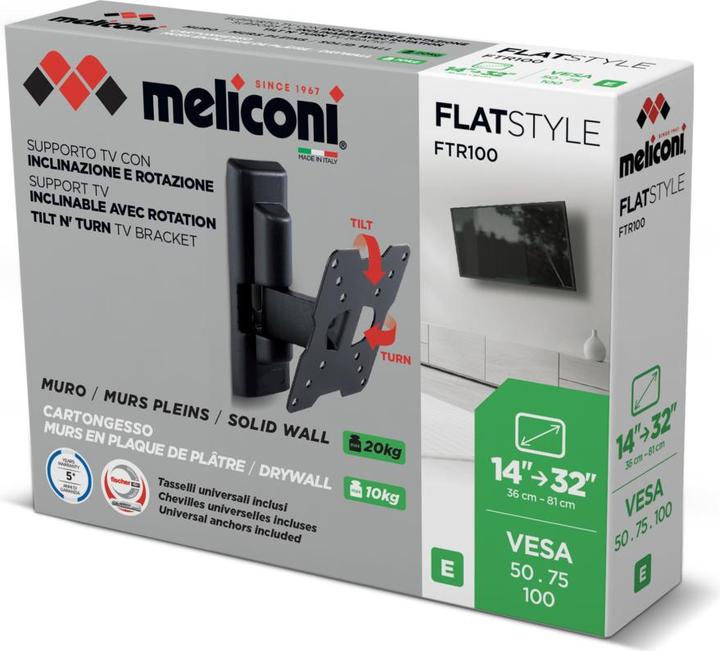 Image du produit Meliconi 580476 FLATSTYLE FTR100 CG (Mur, 20 kg, 14" - 32")