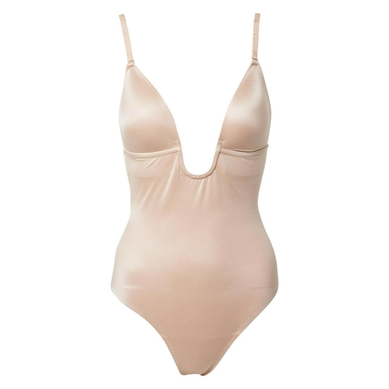 Spanx, Vrouwen, Shapewear, Suit Your Fancy - Thong Bodysuit Plunge Low-Back - Kleur Champagne Beige - Maat Extra Large, Beige, (Xl)