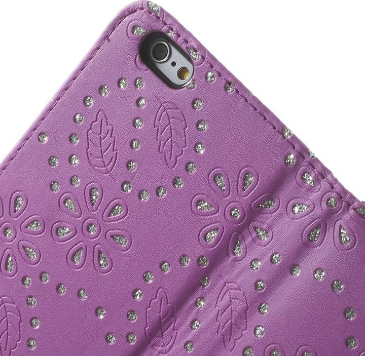 Produktbild König Design Handytasche Flip Strass für Handy Apple iPhone 6 (4,7 Zoll) Lila / Violett (Apple iPhone 6)