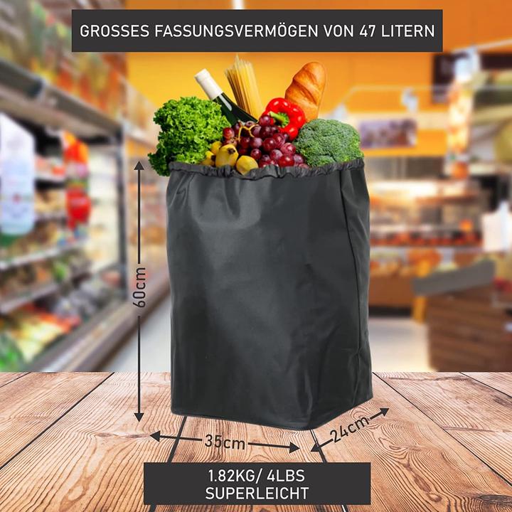 Produktbild Hoppa 47L Stabiler Einkaufstrolley Schwarz