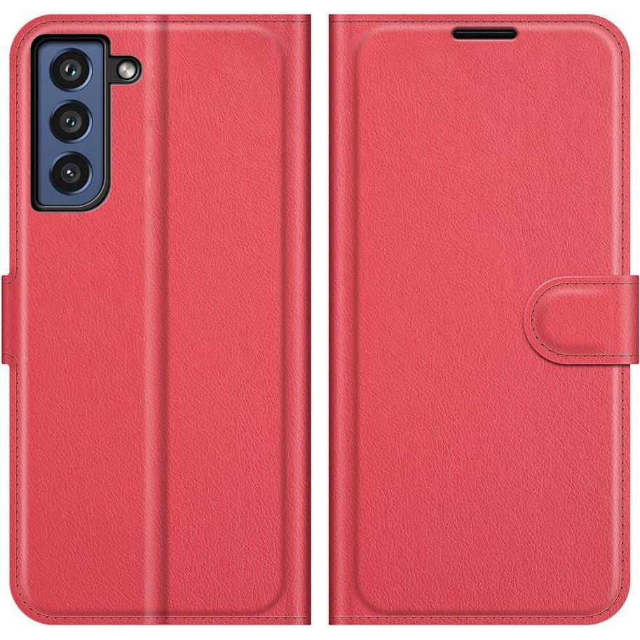 Cover-Discount Galaxy S21 FE - Leder Etui Hülle rot (Samsung Galaxy S21 FE), Smartphone Hülle, Rot