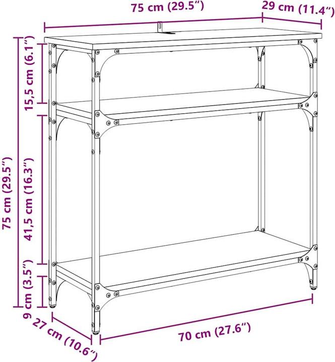 Produktbild vidaXL Konsolentisch (75 x 29 x 75 cm)