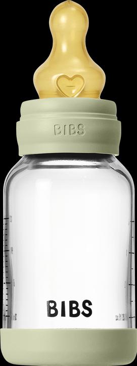 Actual product image Bibs - Glass Baby Bottle Round Latex Slow Flow - Sage - 120 ml (120 ml)