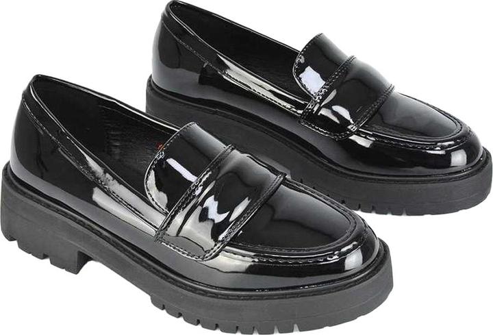 Actual product image XY London Womens/Ladies Kourtney Patent Leather Chunky Heel Loafers (36)