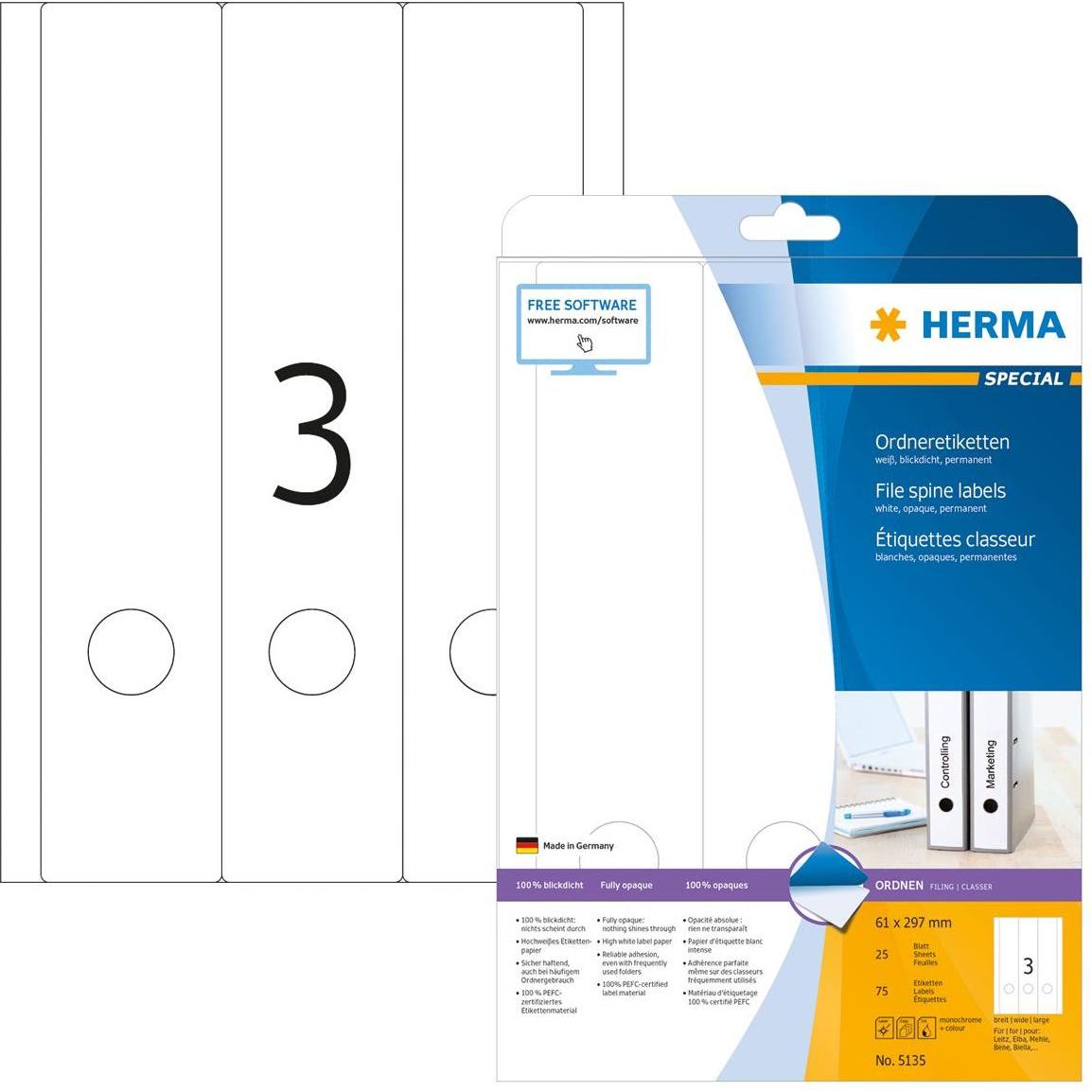 Herma, Etiketten, Etikette 61x297mm
