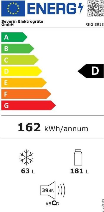 Label énergétique Severin RKG8918 (244 l)