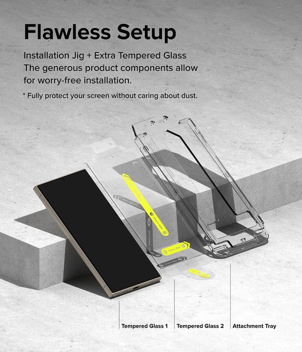 Actual product image Ringke Screen Protector for Galaxy S24 Ultra EASY SLIDE TEMPERED GLASS 2 pack, w installation Jig (2 pcs., Samsung Galaxy S24 Ultra)