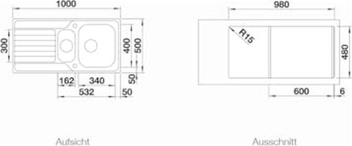 Image du produit Blanco Dinas 6 S (Évier encastré avec égouttoir, 100 cm, 50 cm)