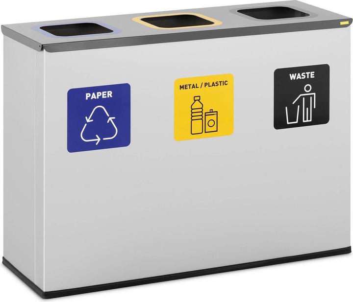 Produktbild Ulsonix Mülltrennsystem Abfalleimer Mülltrenner 3 Fächer Müllsammler Silbern 3 x 60 L (180 l)