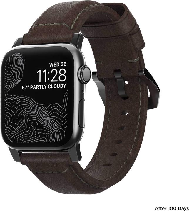 Productafbeelding Nomad Traditional Strap Leather Brown Connector Black 40/38 mm (40 mm, Leer)