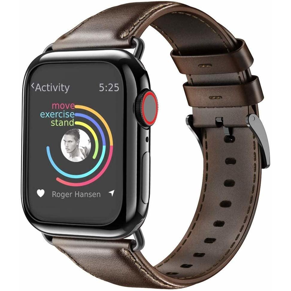 Strap-it Lederarmband (Leder, Apple Watch), Uhrenarmband, Braun