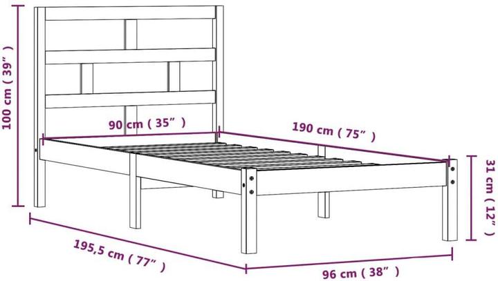 Image du produit vidaXL Bettrahmen (90 x 190 cm)